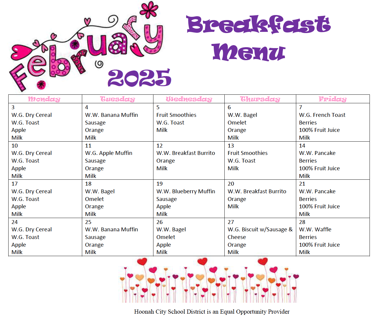 Featured image for “February 2025 Breakfast Menu”