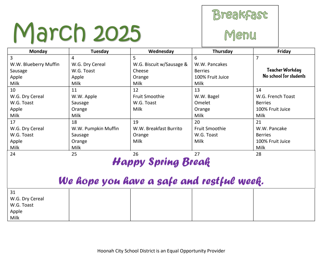 Featured image for “March Breakfast Menu”